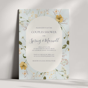Invitation Fleur sauvage de printemps   Douche Couples bleu c