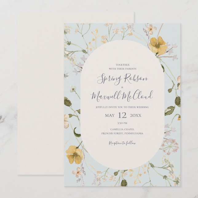 Invitation Fleur sauvage de printemps | Mariage Décontracté b (Devant / Derrière)