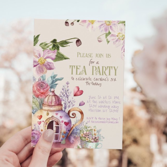 Invitation Fleur sauvage de Whimsical Fairytale Tea Party Inv (Créateur téléchargé)