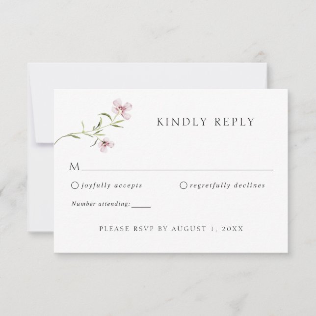Invitation Fleur sauvage délicat Violet mariage Réponse RSVP (Devant)