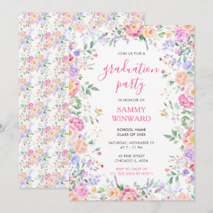 Invitation Fleur sauvage d'été Floral Graduation Party