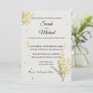 Invitation Fleur Sauvage Dorée Délicate