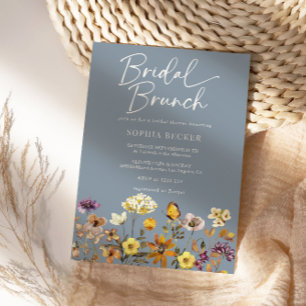 Invitation Fleur sauvage Dusty Blue Floral Garden Bridal Brun