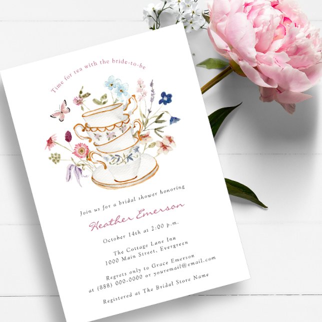 Invitation Fleur sauvage Elegant Garden Party (Wildflower Elegant Garden Party Invitation by Painted Paperie
)