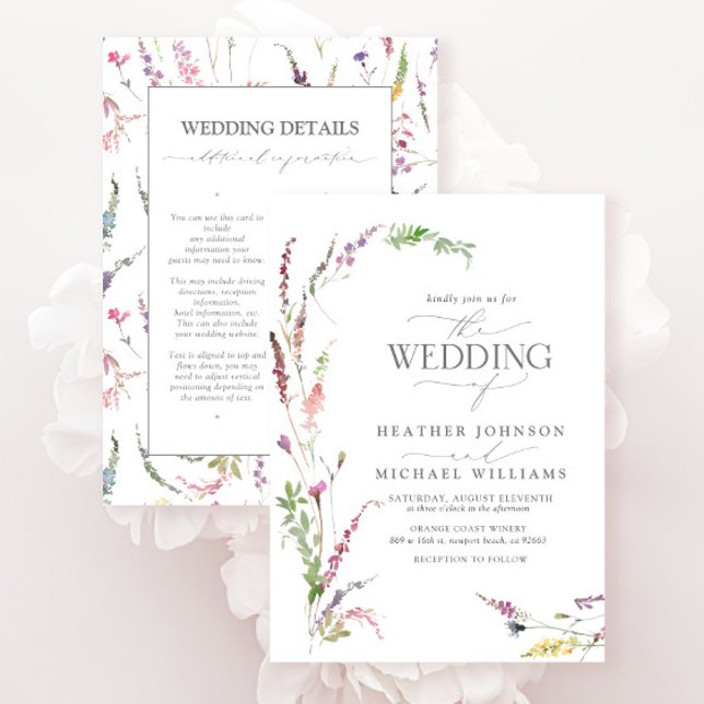 Invitation Fleur sauvage élégant tendance Floral Détails Mari (Créateur téléchargé)