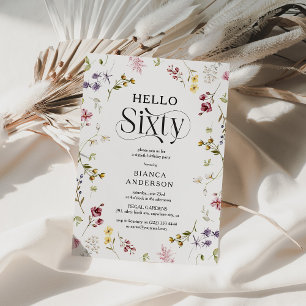 Invitation Fleur Sauvage Élégante 'Bonjour Soixante' 60e Anni
