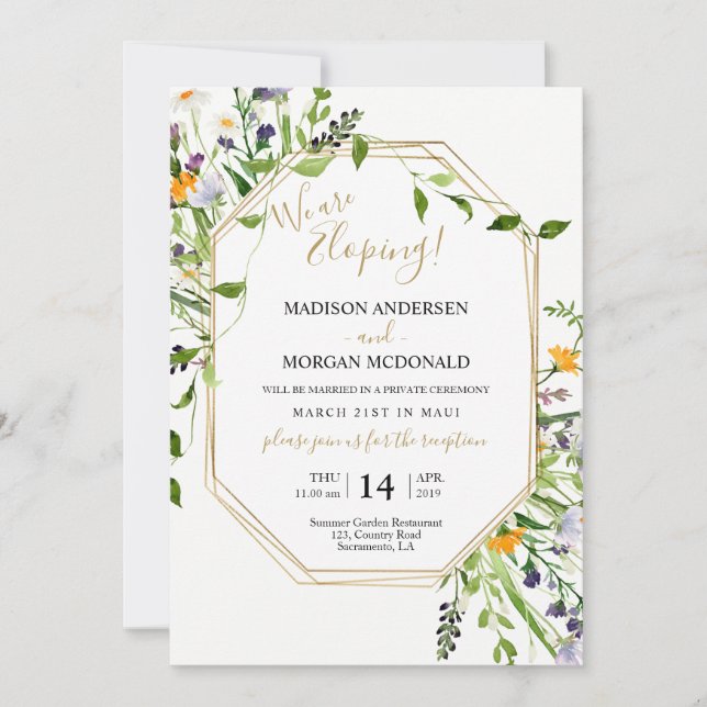 Invitation fleur sauvage Elopement (Devant)