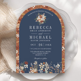 Invitation Fleur sauvage en terre cuite Marine Blue Arch Mari