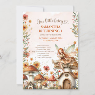 Invitation Fleur sauvage Fairy 1er anniversaire Garden Party