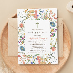 Invitation fleur sauvage Floral Baptism