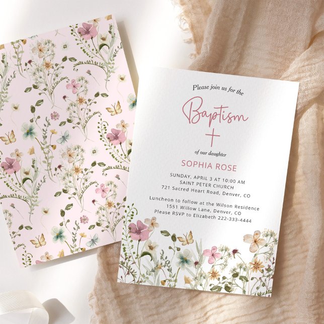 Invitation fleur sauvage Floral Baptism (Créateur téléchargé)