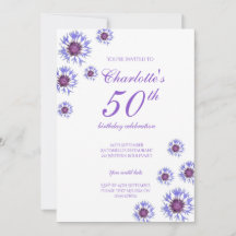 Fleur sauvage Floral bleu 50e fête d'anniversaire