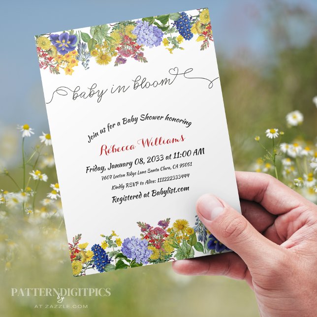 Invitation Fleur sauvage Floral Garçon fille bébé en fleurs d (Créateur téléchargé)