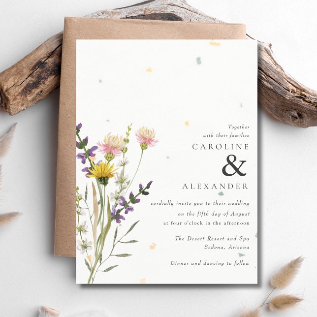 Invitation Fleur sauvage Floral Meadow Garden Mariage (Wildflower Floral Meadow Garden Wedding Invitation)