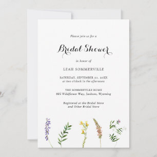 Invitation Fleur sauvage floral rustique Fête des mariées élé