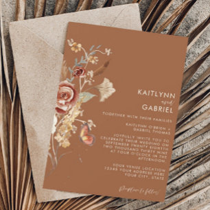 Invitation Fleur sauvage Floral Terracotta Aquarelle Mariage 