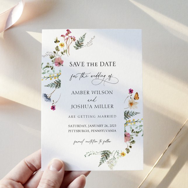 Invitation Fleur sauvage Floral Wedding Enregistrer la date (Créateur téléchargé)