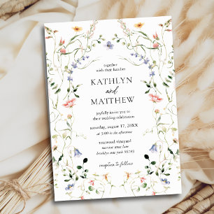 Invitation Fleur sauvage Floral Wreath Garden Aquarelle Maria