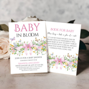 Invitation Fleur Sauvage Florale Fleurit Ruban Rose Baby Show