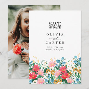 Invitation Fleur sauvage Garden Wedding Photo Enregistrer la 