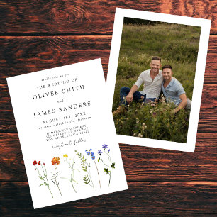 Invitation Fleur sauvage Gay pride minimal Floral Mariage pho