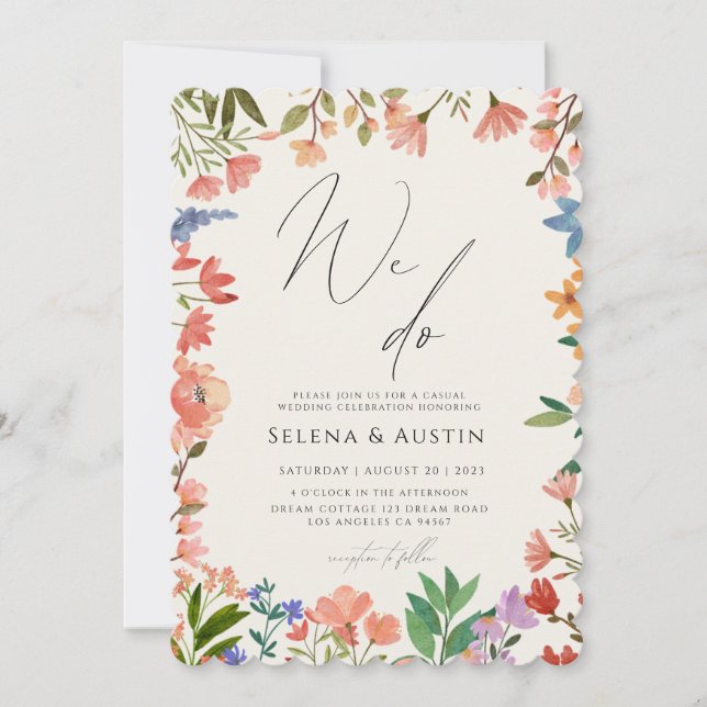 Invitation Fleur sauvage Handscript nous faisons mariage (Devant)
