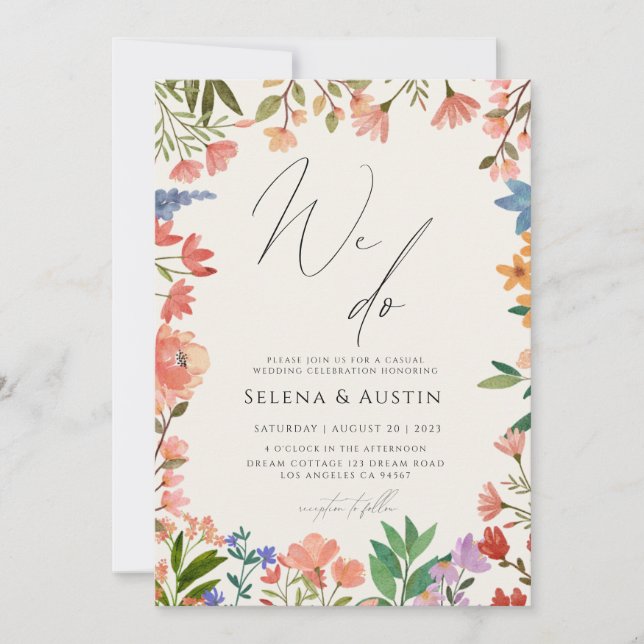 Invitation Fleur sauvage Handscript nous faisons mariage (Devant)