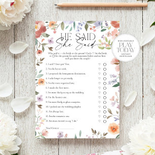 Invitation Fleur sauvage Il A Dit, Elle A Dit Fête des mariée