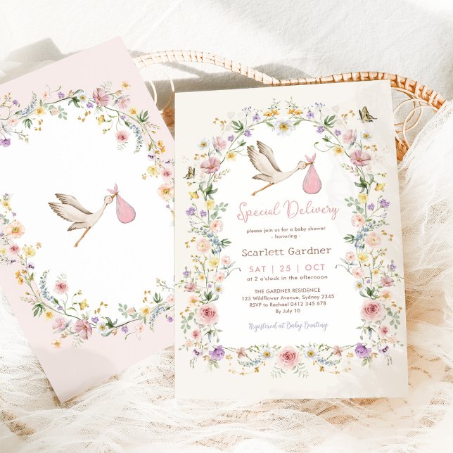 Invitation Fleur sauvage Jardin Jardin Fille Baby shower (Créateur téléchargé)