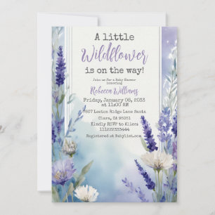 Invitation Fleur sauvage Lavender Blue Floral Baby shower