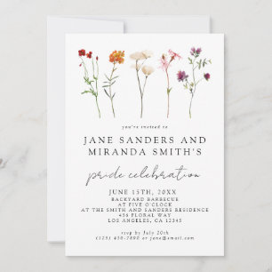 Invitation Fleur sauvage Lesbian Floral Gay pride Célébration