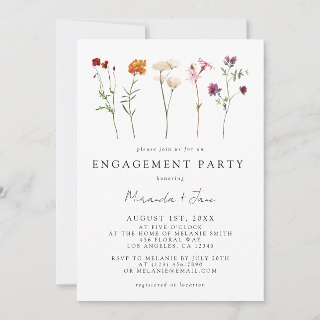Invitation Fleur sauvage Lesbian Pride Floral Engagement Part (Devant)