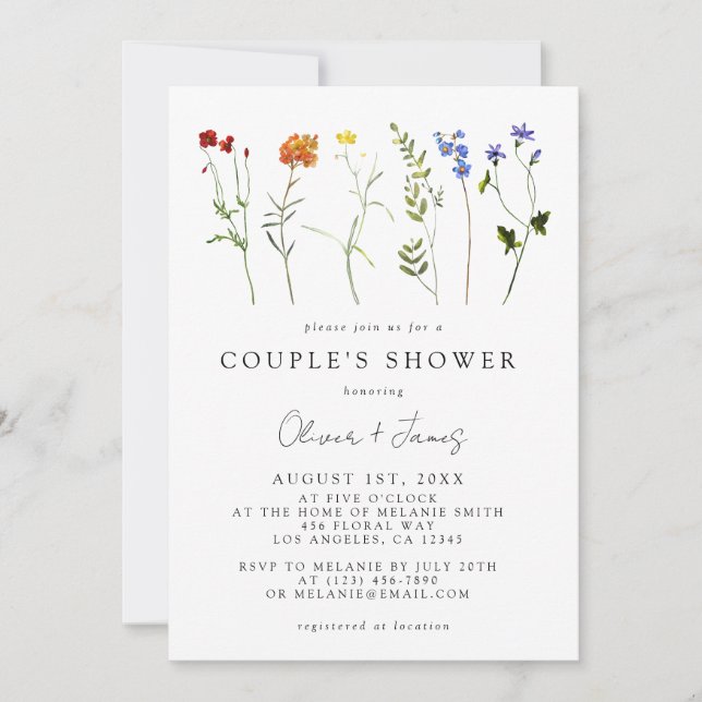 Invitation Fleur sauvage LGBTQ Gay pride Floral Couple's Show (Devant)