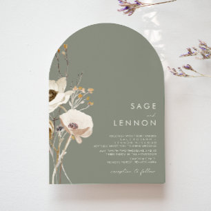 Invitation Fleur sauvage lunatique Arche Mariage verte Sage