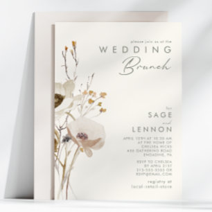 Invitation Fleur sauvage lunatique Brunch Mariage ivoire