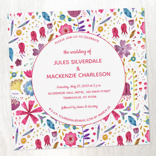 Invitation Fleur sauvage Mariage d'aquarelle moderne