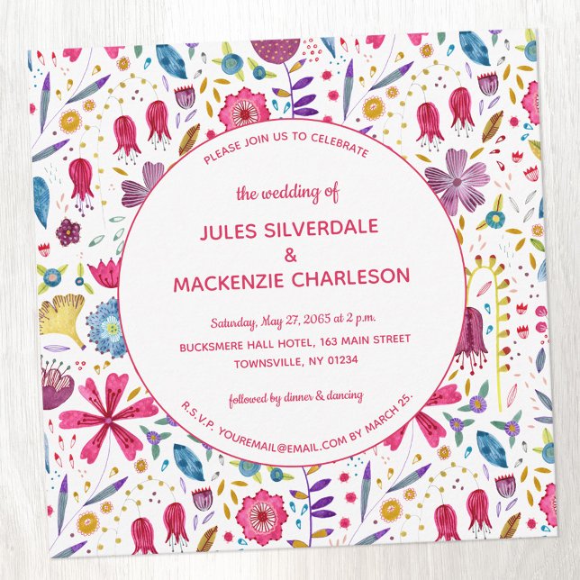 Invitation Fleur sauvage Mariage d'aquarelle moderne (Unique watercolor wild flower wedding invitation)