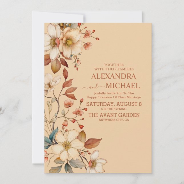 Invitation Fleur sauvage Mariage Floral Rustique (Devant)