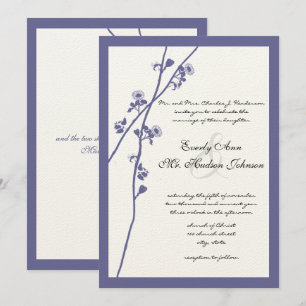 Invitation Fleur sauvage Mariage foncé à crémaillère violet