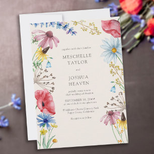 Invitation Fleur sauvage Mariage Rustic Country Floral