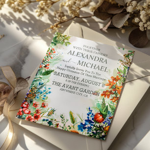 Invitation Fleur sauvage Mariage Rustic Country Floral