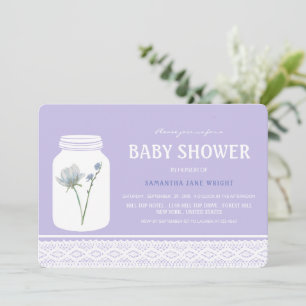 Invitation Fleur sauvage Mason Jar et Baby shower dentelle