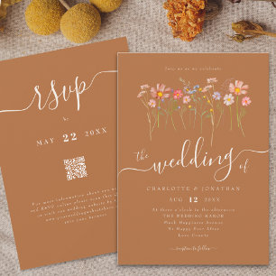 Invitation Fleur sauvage Meadow Floral Brown sucre Beige code