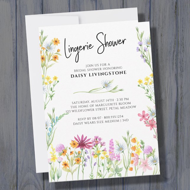 Invitation Fleur sauvage Meadow Joli floral Lingerie Douche (Créateur téléchargé)