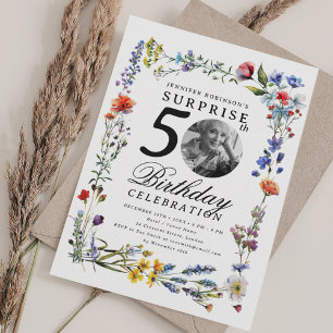Invitation Fleur sauvage Meadow Photo SURPRISE 50e anniversai