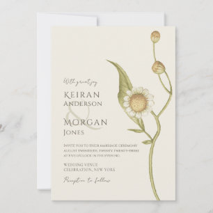 Invitation Fleur sauvage minimum Daisy Boho Mariage simple