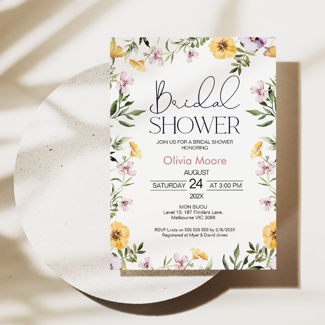 Invitation Fleur sauvage moderne à la douche nupti (Modern Wildflowers Bridal Shower Invitation, Summer Floral Bridal Shower Summer Floral Bridal Shower)