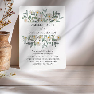 Invitation Fleur sauvage moderne aquarelle Mariage Floral