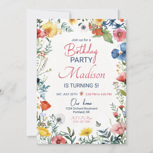 Invitation fleur sauvage moderne Boho floral (Devant)
