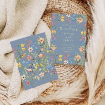 Fleur sauvage moderne élégant Dusty Blue Mariage